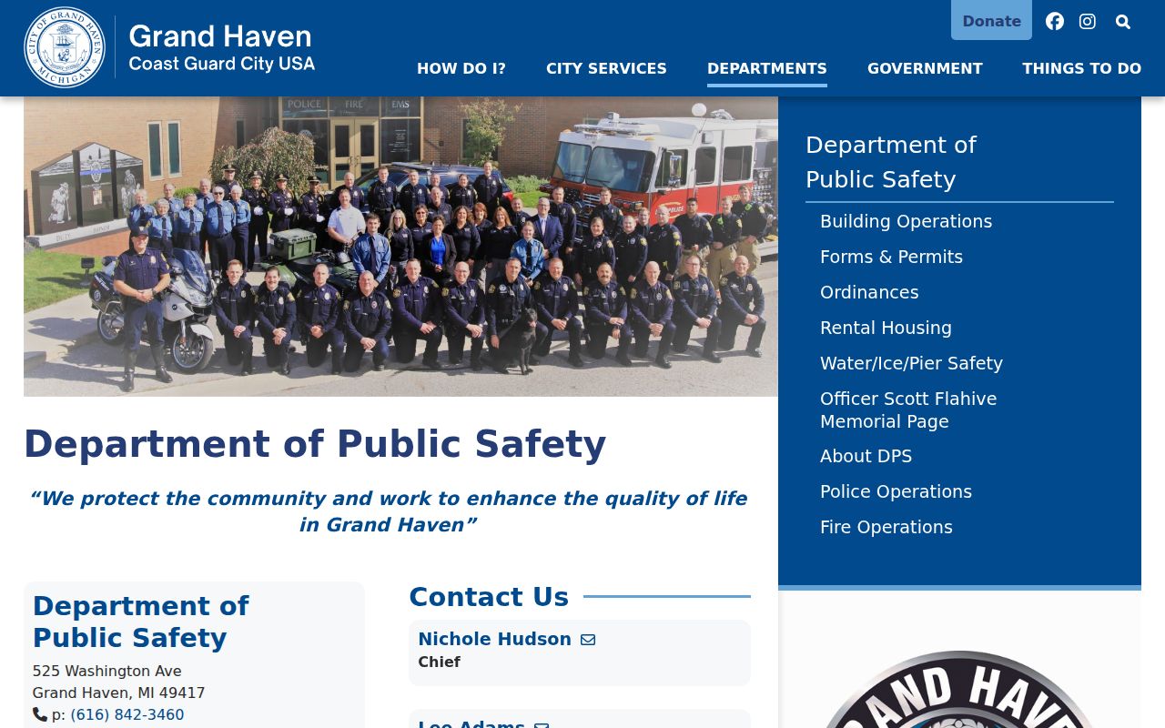 Grand Haven warrant records: Grand Haven Department of Public Safety contact and division information